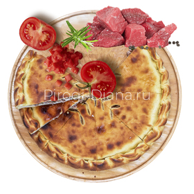 Осетинский пирог с мясом и помидором
